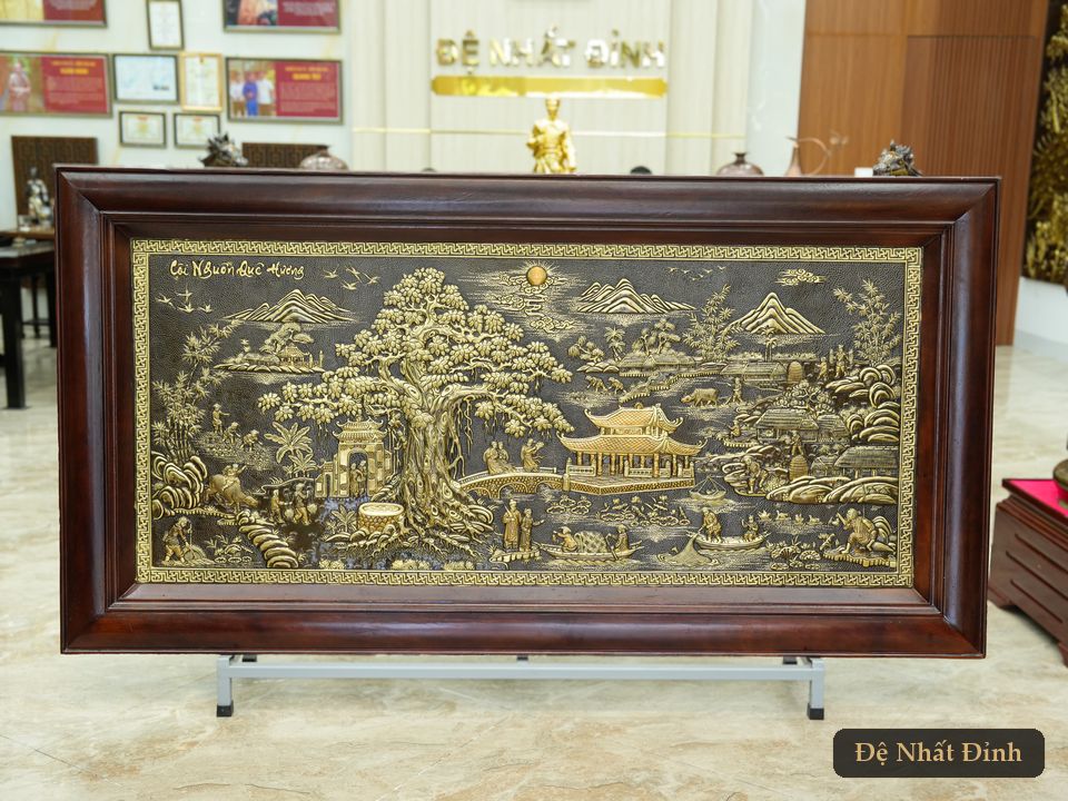 Tranh phù điêu đồng và tranh chữ Cha Mẹ