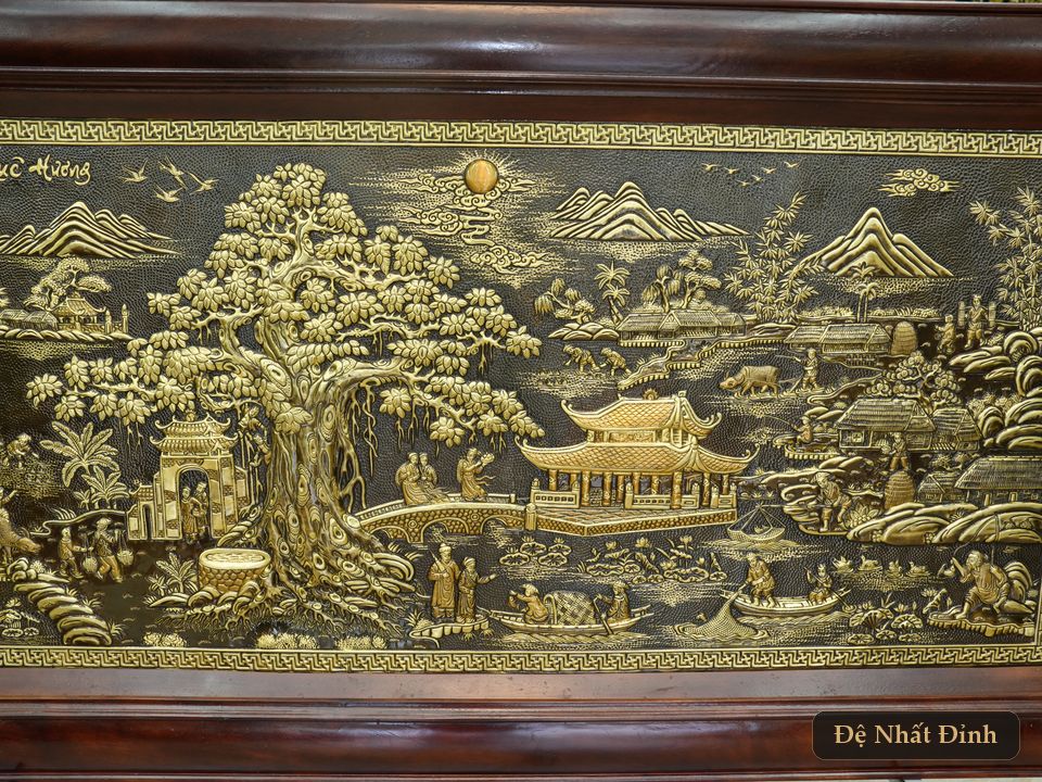 Tranh phù điêu đồng và tranh chữ Cha Mẹ