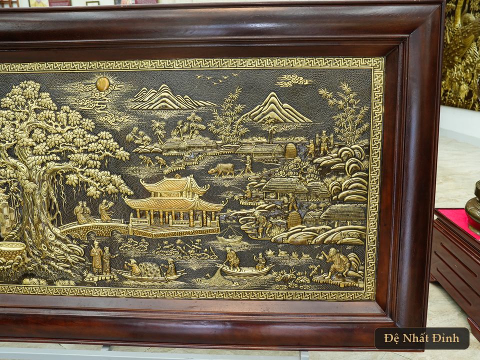 Tranh phù điêu đồng và tranh chữ Cha Mẹ