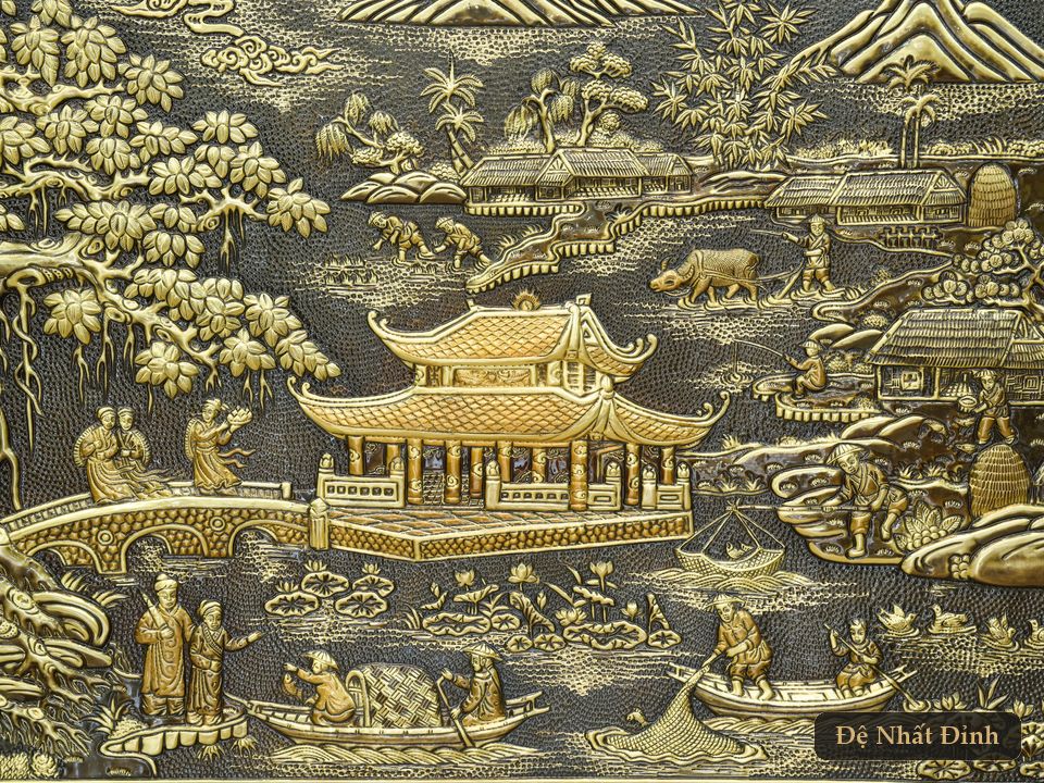 Tranh phù điêu đồng và tranh chữ Cha Mẹ