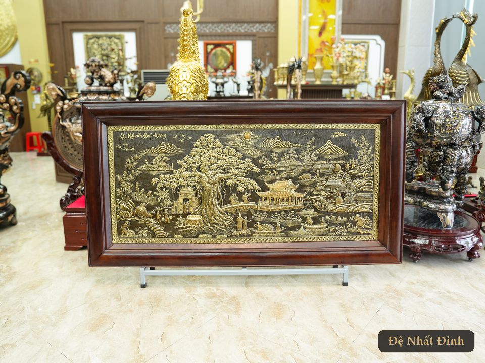 Tranh phù điêu đồng và tranh chữ Cha Mẹ