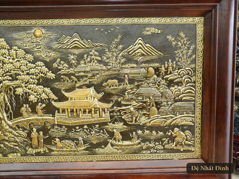 Tranh phù điêu đồng và tranh chữ Cha Mẹ